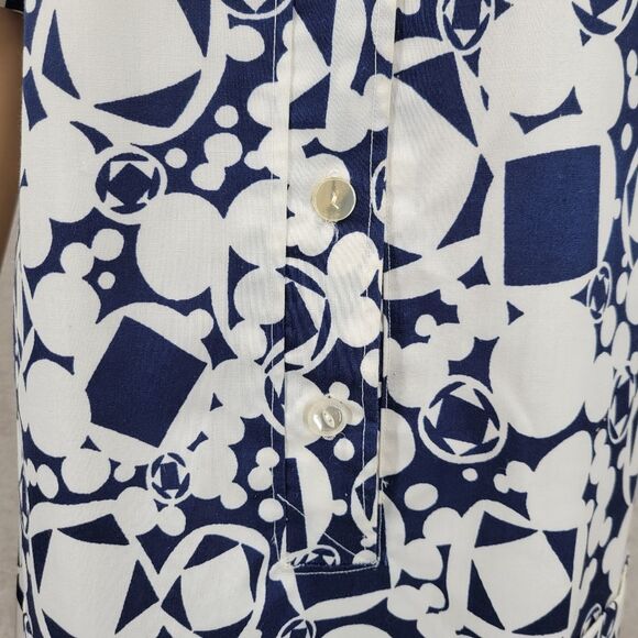 Vintage Homemade Geometric Patterned Shirt Dress Blue White - Picture 7 of 14